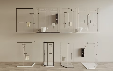 Modern Shower Partition Shower Room Shower Room Bathroom Glass Door Shower 3d model