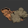 3D Scene Component With Natural Rock Formation And Wooden Frame Structure