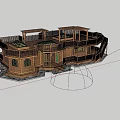 Wooden House Exterior With Wooden Balcony Porch Railings And Green Grass