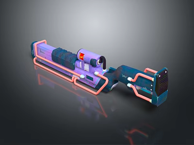Futuristic Sci Fi Weapon With Blue Pink Accents And Glowing Mechanical Components 3d model