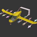 Futuristic Yellow Passenger Aircraft With Multiple Propellers And White Wings Design