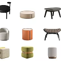 Modern Sofa Stool Casual Stool Round Stool Pedal 3d model