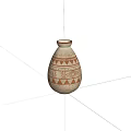 Traditional Ceramic Vase With White Surface And Intricate Orange Geometric Decorative Patterns