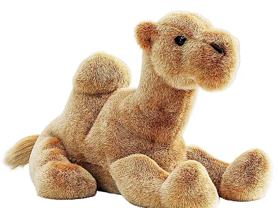 Soft Brown Fluffy Plush Camel Stuffed Toy Sitting Design 3d model