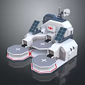 Modern Scientific Equipment With Solar Panels Satellite Dish And Modular Platforms 3d model