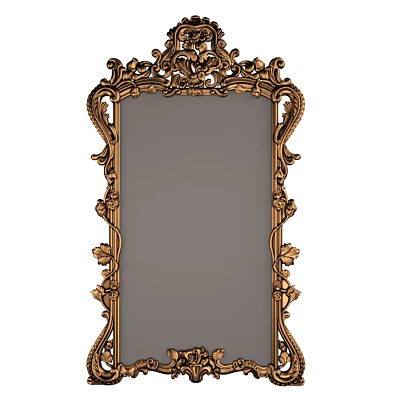 Ornate Decorative Mirror With Intricate Gold Frame And Carved Floral Patterns 3d model