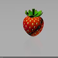 Fresh Red Strawberry With Yellow Seeds And Vibrant Green Leafy Top