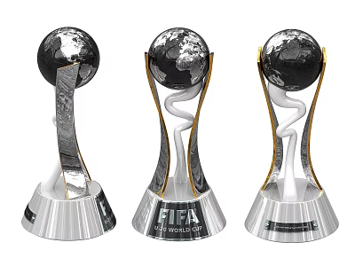 FIFA 2022 World Cup Trophies with Globe Top Silver Base and Gold Accents 3d model