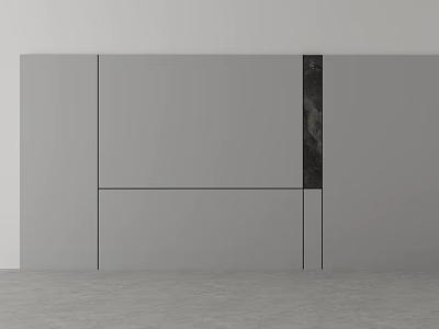 Modern Gray Sofa Backdrop Wall With Black Lines And Dark Marble Accent 3d model