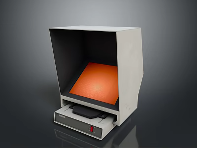 Gray Enclosed Device With Orange Testing Surface And Bottom Control Panel Unit 3d model