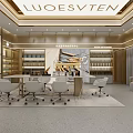 Modern Luxury Kitchen Showroom With Open Layout Cabinets Island And Seating Area