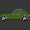 Green Vintage Car With Roof Rack And Shiny Exterior On Black Background