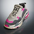 Gray Pink Color Block Retro Trendy Sneakers With Thick Sole Mesh Design Shoes