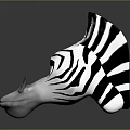 Cartoon Zebra Head with Black and White Stripes Orange Ears Gray Background and Reflection