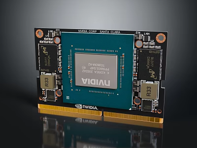 NVIDIA RTX A1000 Graphics Chip on Circuit Board with Electronic Components 3d model