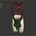 White And Black Cycling Bib Shorts With Red Accents And Colorful Stripes Back View