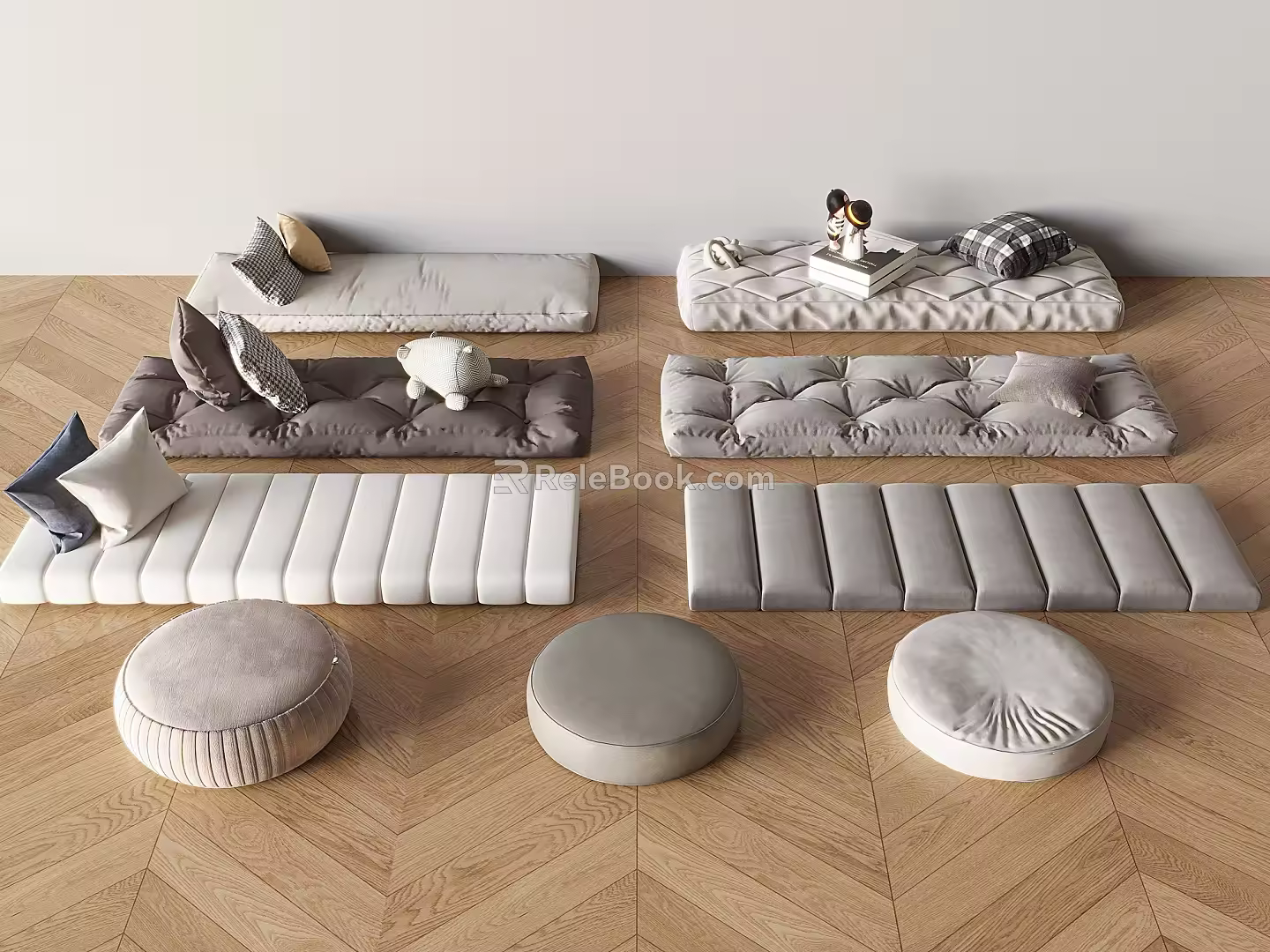 Tatami Cushion Bay Window Cushion Soft Bag Cushion Pillow Futon 3d model