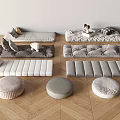 Tatami Cushion Bay Window Cushion Soft Bag Cushion Pillow Futon 3d model