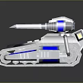 Futuristic Armored Tank With Blue Silver Design Cannon And Tracks
