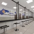 Clean National Immigration Service Hall With Service Counters And Stools In A Row