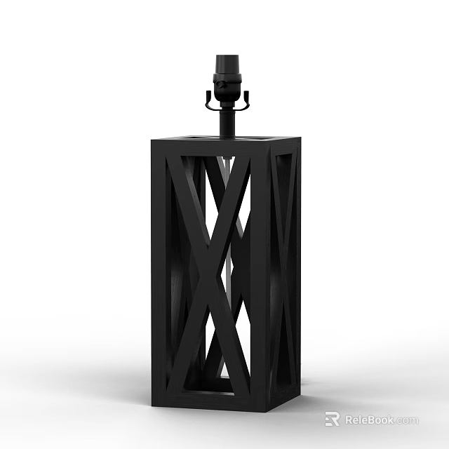Black Modern Decorative Lantern Lamp With Geometric Cross Design Structure 3d model 