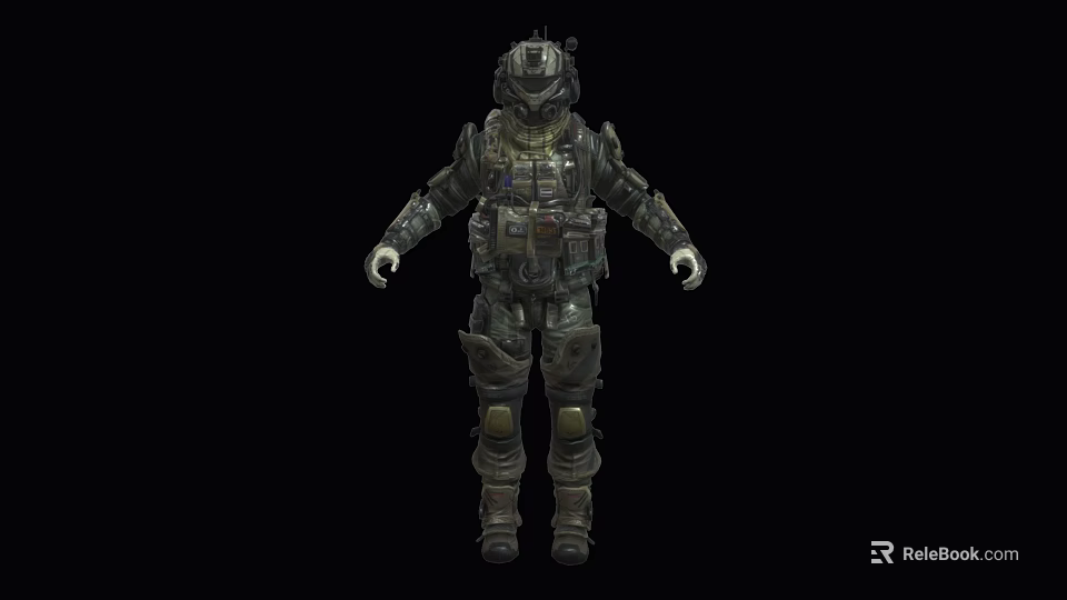 Futuristic Military Game Movie Character In Full Body Armored Suit With Tactical Gear 3d model 