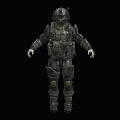 Futuristic Military Game Movie Character In Full Body Armored Suit With Tactical Gear