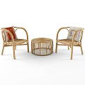 Rattan Outdoor Table With Matching Chairs And Decorative Cushions For Patio Use