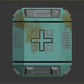 Modern Green Hexagonal Metallic Storage Container With Striped Design Lid And Rolling Wheels