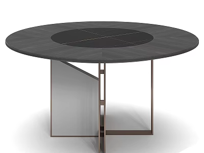 Round Dark Dining Table With Central Black Circle And Geometric Metal Legs 3d model