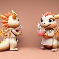 Cartoon Dinosaur Blind Box Milk Dragon Game Character Cartoon Atmosphere Character 3d model