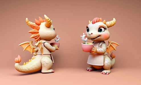 Cartoon Dinosaur Blind Box Milk Dragon Game Character Cartoon Atmosphere Character 3d model