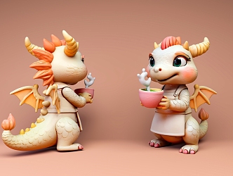 Cartoon Dinosaur Blind Box Milk Dragon Game Character Cartoon Atmosphere Character 3d model