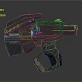 Sci Fi Weapon 3D Rendered Design With Metallic Structure And Yellow Warning Stripes 3d model