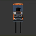 Orange And Gray Industrial Electric Forklift With Cab And Front Forks