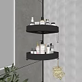 Modern Black Two Tier Round Bathroom Cabinet Rack With Skincare Products Storage