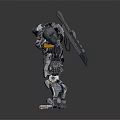 Detailed 3D Rendered Biomechanical Sci Fi Character With Metallic Armor And Glowing Accents