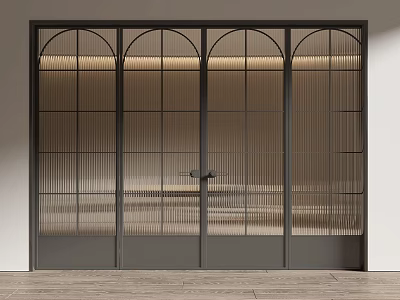 Elegant Modern Black Frame Sliding Doors With Glass Grille For Interior Design 3d model