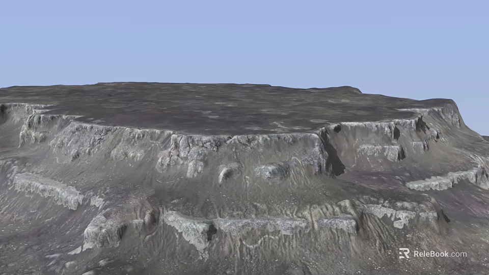 Stunning Rocky Plateau Landscape With Layered Rock Formations And Blue Sky 3d model 