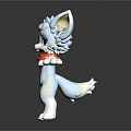 Cute 3D Cartoon Creature Blue White Yellow With Red Heart Star Eyes Standing Open Arms