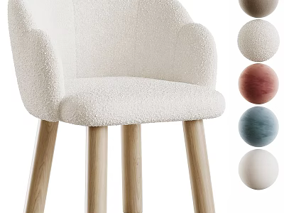 Soft Plush Children's Chair With Wooden Legs Armrests And Color Options 3d model