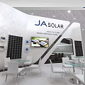 JA SOLAR Modern Exhibition Booth With Solar Product Displays And White Furniture
