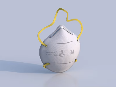 3M 9501V White Protective Face Mask With Yellow Straps And Brand Logo 3d model