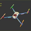 Four Rotor Drone With White Body Yellow Propellers And Propeller Arms