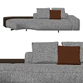 Unique Shape Gray Sofa With Brown Leather Cushion And Modern Design 3d model