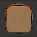 Modern Bar Stool With Orange Red Backrest Beige Seat Cushion And Black Metal Frame