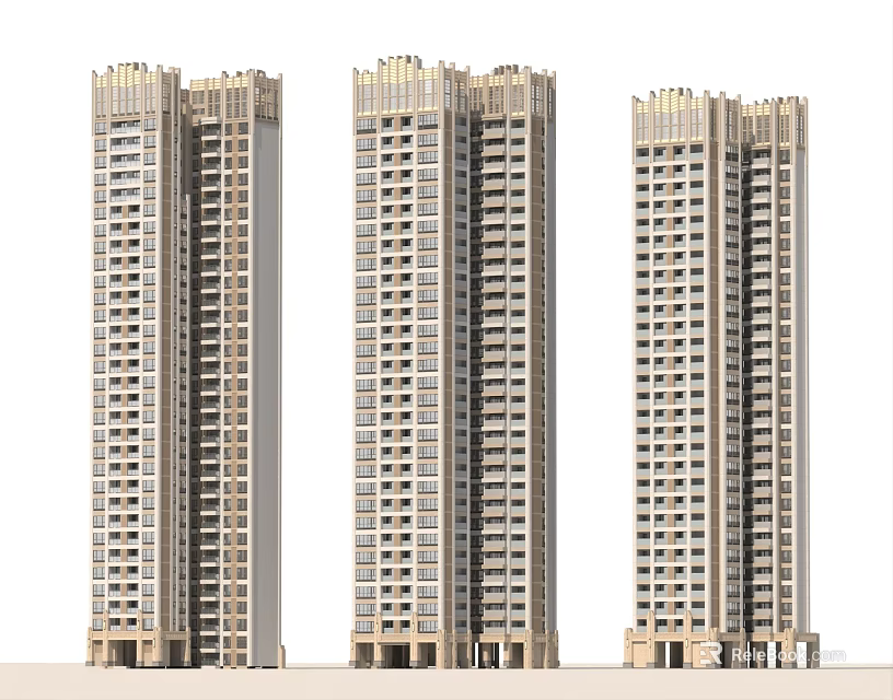 Modern High Rise Residential Buildings Exterior Design Featuring Windows And Architectural Structure 3d model 