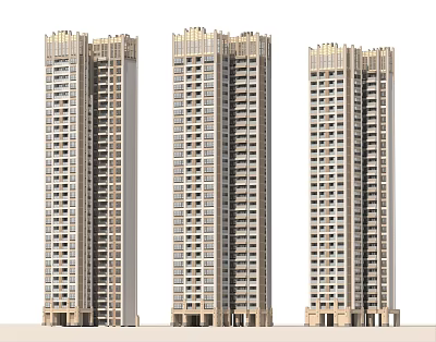 Modern High Rise Residential Buildings Exterior Design Featuring Windows And Architectural Structure 3d model