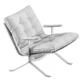 Modern Black Leather Leisure Chair with Padded Cushion and Metal Frame Design
