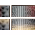 Modern Abstract Wall Decor With Striped Patterns And Gradient Dark Red Gold Black Tones 3d model